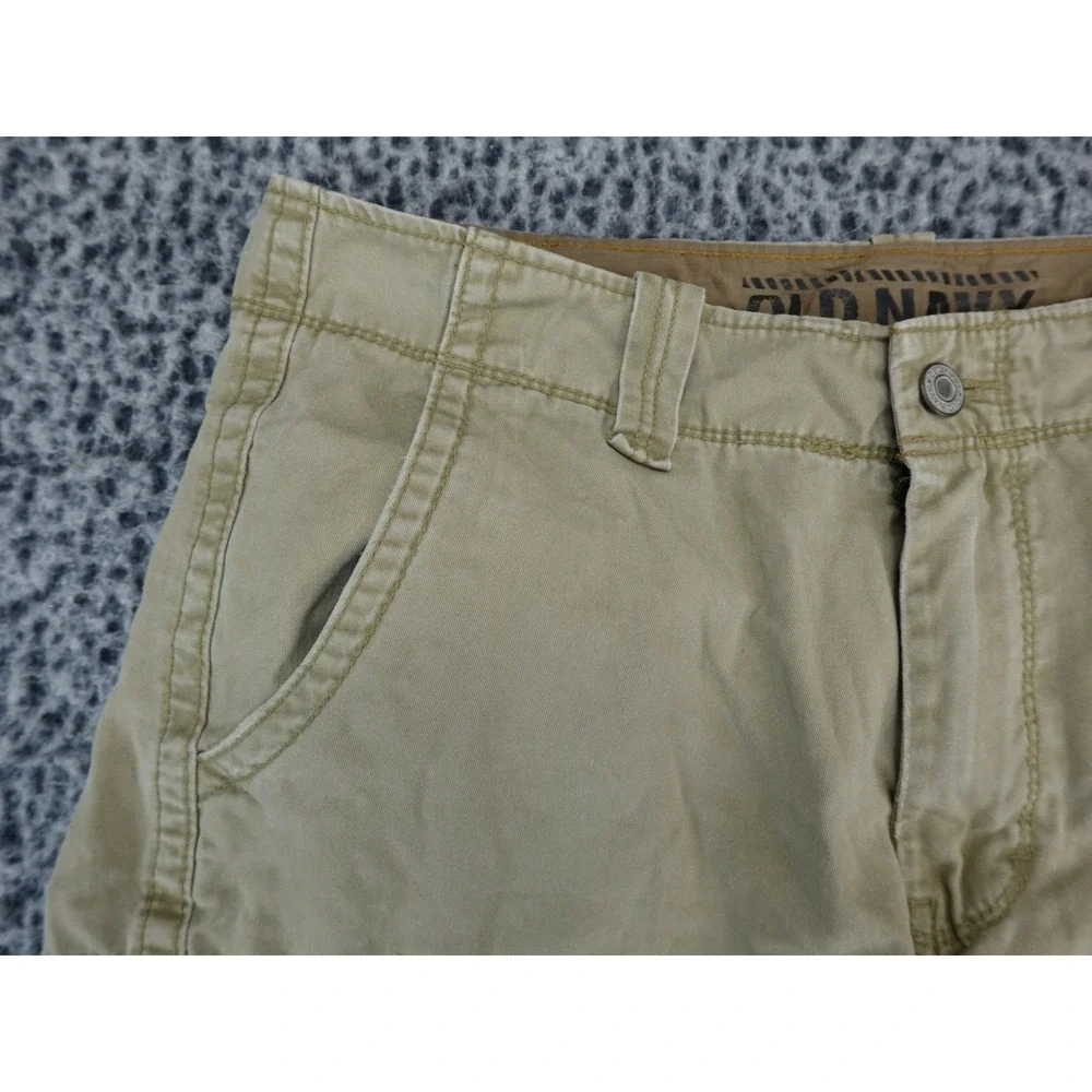 Old Navy Mens Cargo Shorts Khaki‎ Tan Cotton Twill Multi Pocket Size 32W